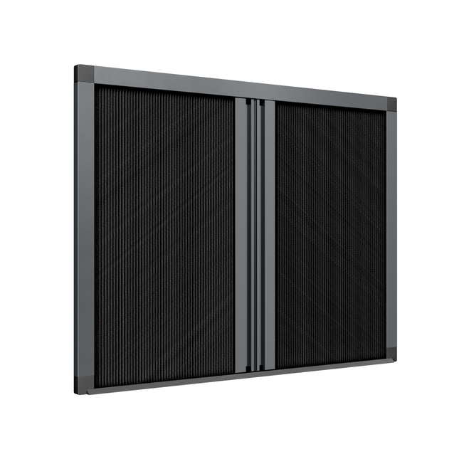 Store plissé coupe-soleil 2 vantaux ouverture centrale avec le seuil extra-plat